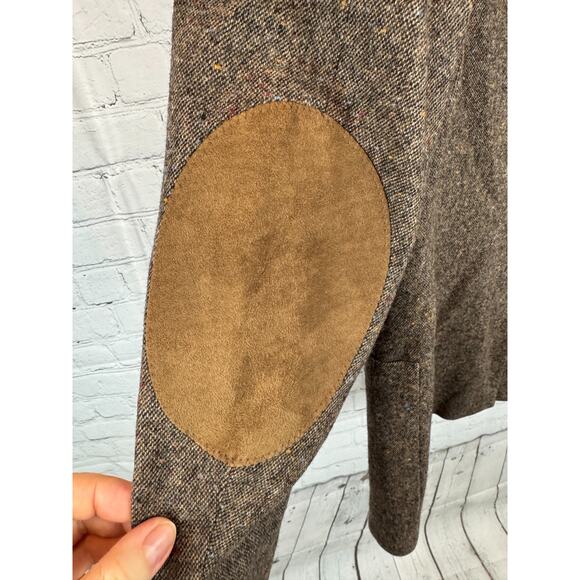 STAFFORD brown suede elbow patch 100% wool tweed mens jacket blazer 42R NWOT - Picture 6 of 14